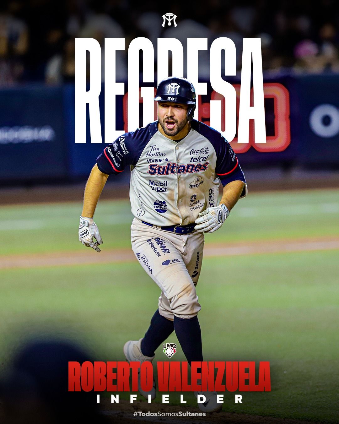 Regresa Roberto Valenzuela a Sultanes de Monterrey